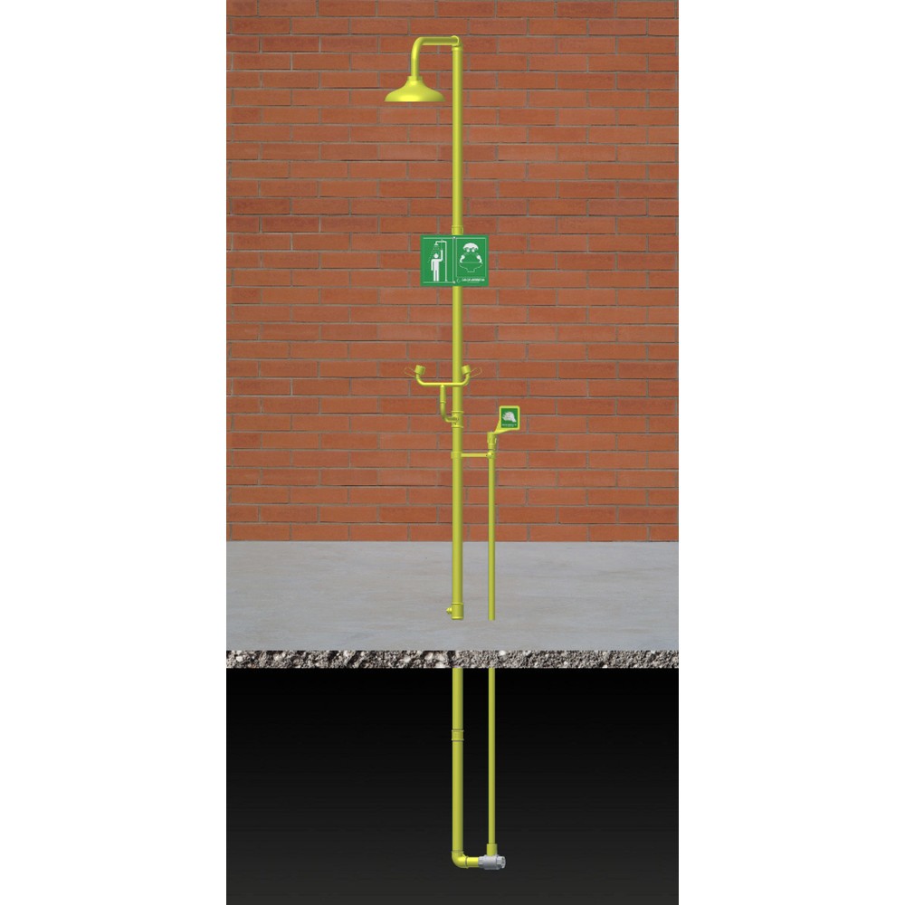 Erbstößer® Körper- /Augendusche, DIN EN 15154-5, Standmodell, Kunststoff-Duschkopf/Wasserverteiler, frostsicher