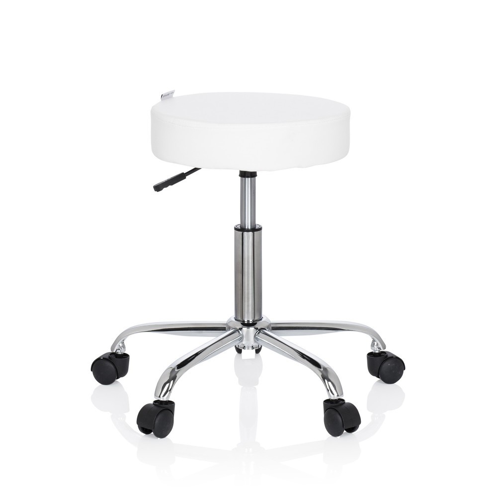 hjh OFFICE Ergonomischer Hocker / Drehhocker OPERATOR II Kunstleder, weiss