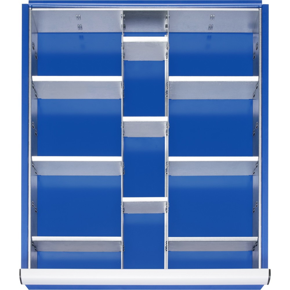 RAU Einteilungsset für Schublade, HxBxT 47 x 490 x 560 mm, mit 4-tlg. Rasterleisten-Set und 2 Trennwände, Grösse L für Fronthöhe 60-90 mm