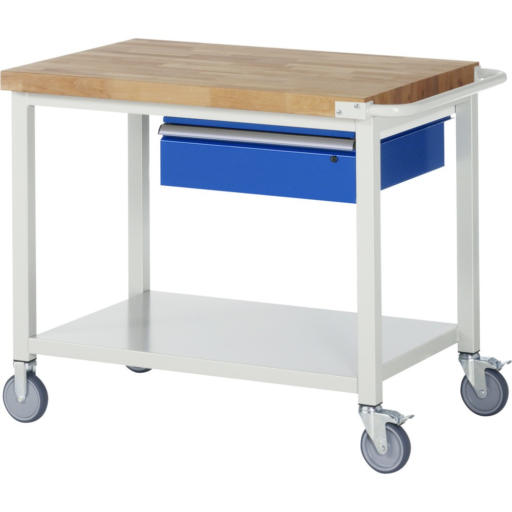 RAU mobile Werkbank Serie 8000, HxBxT 880 x 1.000 x 700 mm, Ablageboden unten, mit 1 Schublade rechts