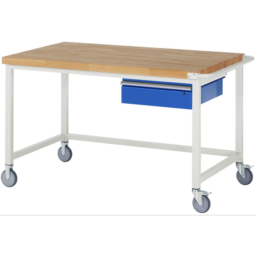 RAU mobile Werkbank Serie 8000, HxBxT 880-1.080 x 1.500 x 900 mm, 1 Schublade 1 x 150 mm, Schubladen-TK 50 kg