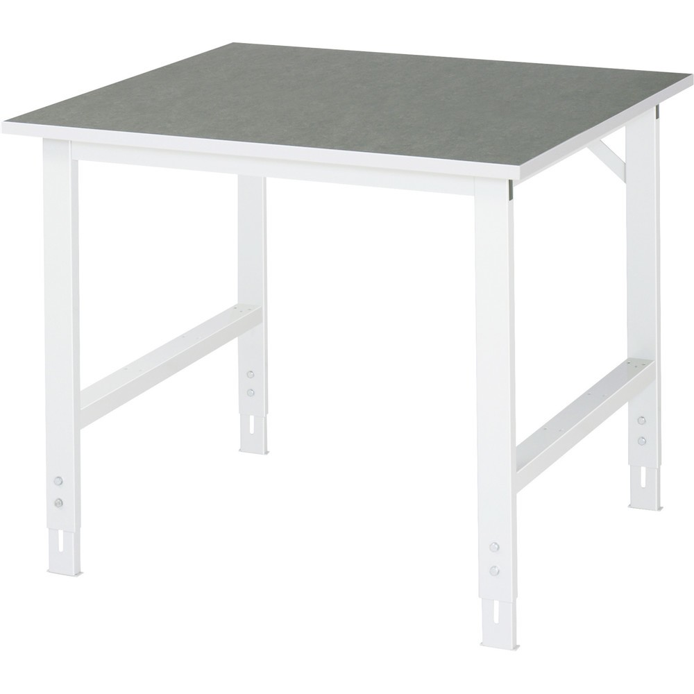 RAU höhenverstellbarer Werktisch Serie TOM, HxBxT 760-1.080 x 1.000 x 1.000 mm, Arbeitsplatte Linoleum-/Universal-Belag