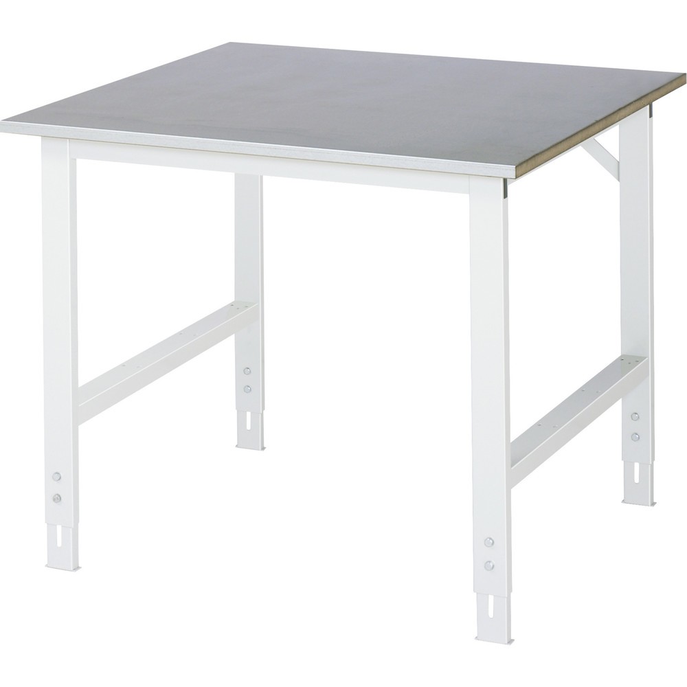 RAU höhenverstellbarer Werktisch Serie TOM, HxBxT 760-1.080 x 1.000 x 1.000 mm, Arbeitsplatte Stahlblechbelag