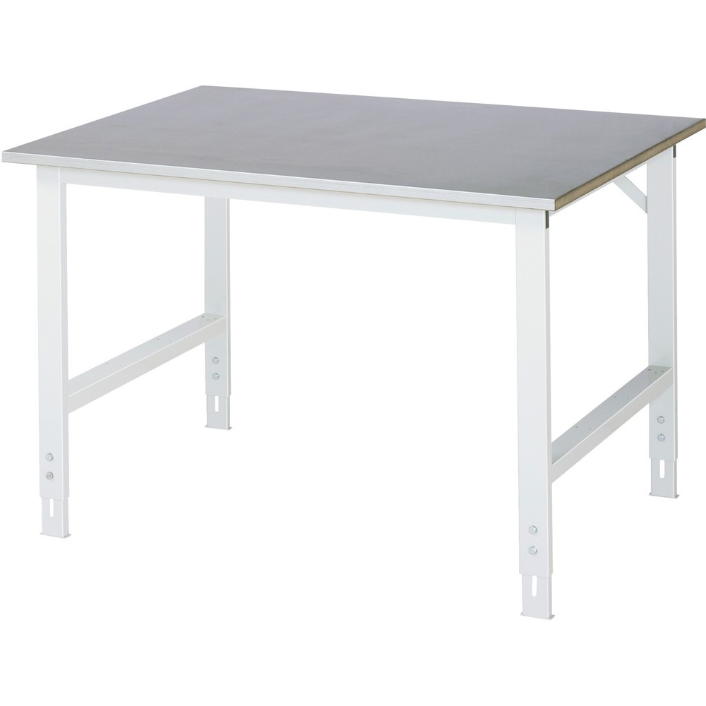 RAU höhenverstellbarer Werktisch Serie TOM, HxBxT 760-1.080 x 1.250 x 1.000 mm, Arbeitsplatte Stahlblechbelag