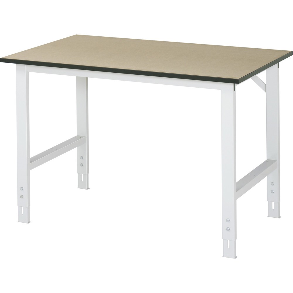 RAU höhenverstellbarer Werktisch Serie TOM, HxBxT 760-1.080 x 1.250 x 800 mm, MDF Arbeitsplatte