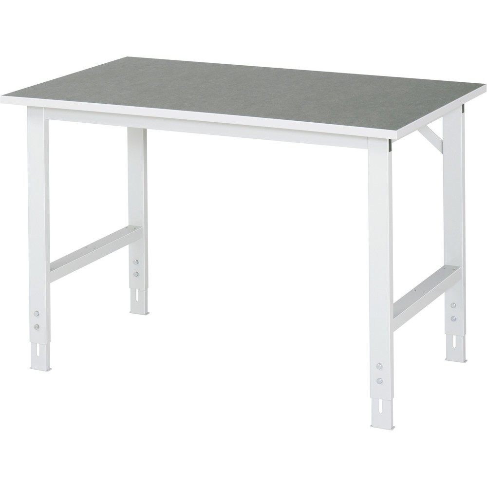RAU höhenverstellbarer Werktisch Serie TOM, HxBxT 760-1.080 x 1.250 x 800 mm, Arbeitsplatte Linoleum-/Universal-Belag