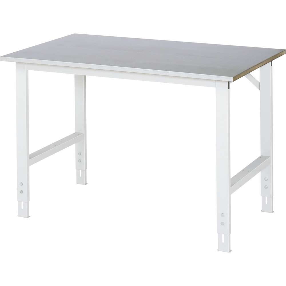 RAU höhenverstellbarer Werktisch Serie TOM, HxBxT 760-1.080 x 1.250 x 800 mm, Arbeitsplatte Stahlblechbelag