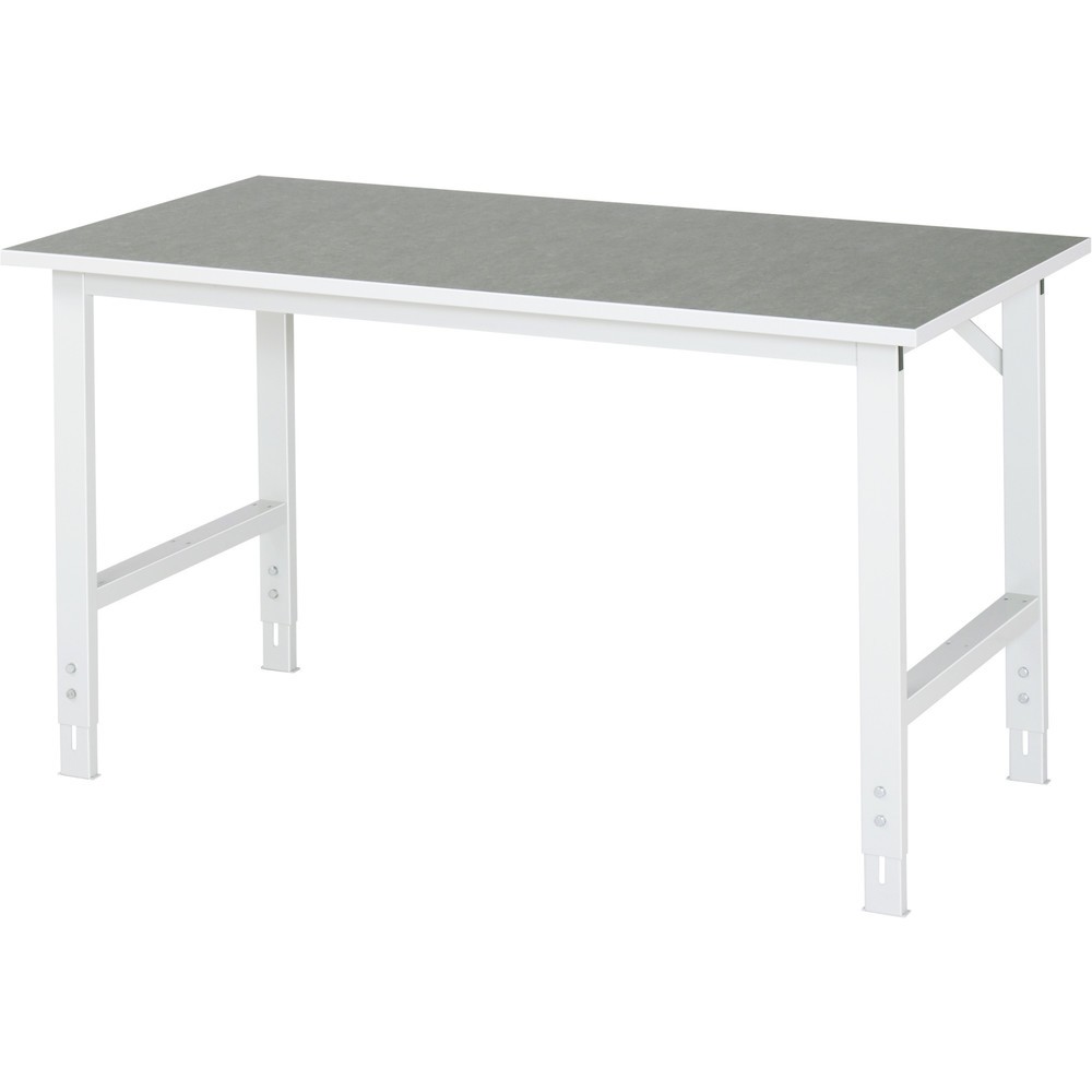RAU höhenverstellbarer Werktisch Serie TOM, HxBxT 760-1.080 x 1.500 x 800 mm, Arbeitsplatte Linoleum-/Universal-Belag