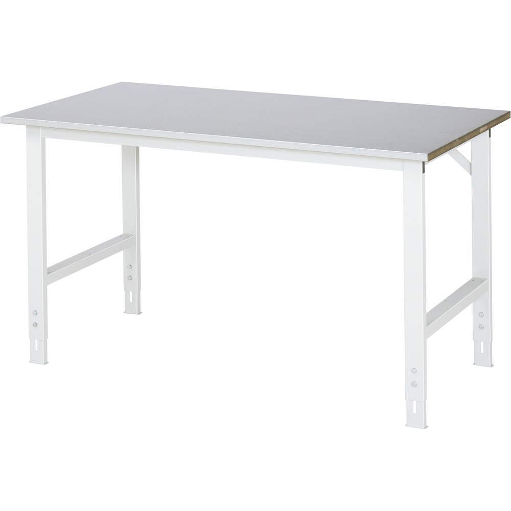 RAU höhenverstellbarer Werktisch Serie TOM, HxBxT 760-1.080 x 1.500 x 800 mm, Arbeitsplatte Stahlblechbelag
