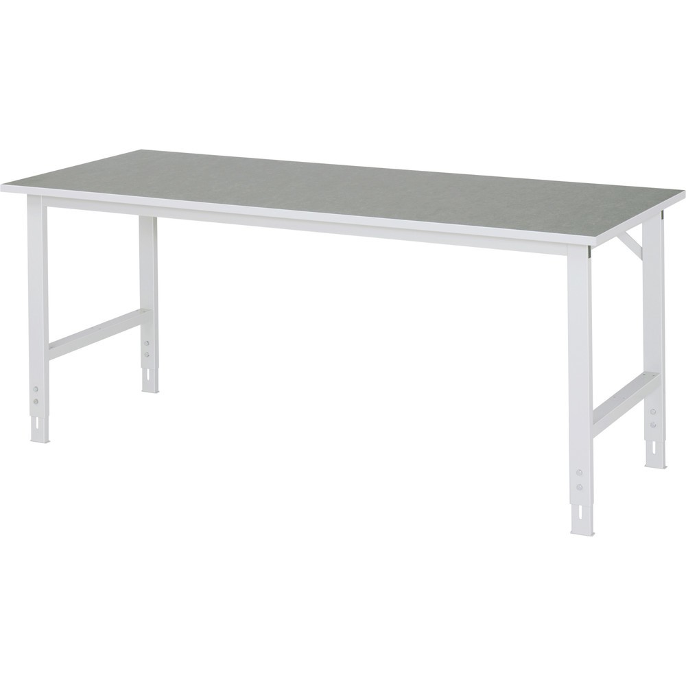 RAU höhenverstellbarer Werktisch Serie TOM, HxBxT 760-1.080 x 2.000 x 800 mm, Arbeitsplatte Linoleum-/Universal-Belag