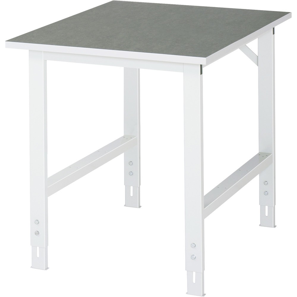 RAU höhenverstellbarer Werktisch Serie TOM, HxBxT 760-1.080 x 750 x 1.000 mm, Arbeitsplatte Linoleum-/Universal-Belag