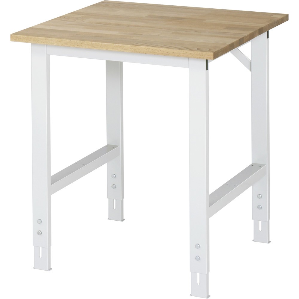 RAU höhenverstellbarer Werktisch Serie TOM, HxBxT 760-1.080 x 750 x 800 mm, Arbeitsplatte Buche-Massiv