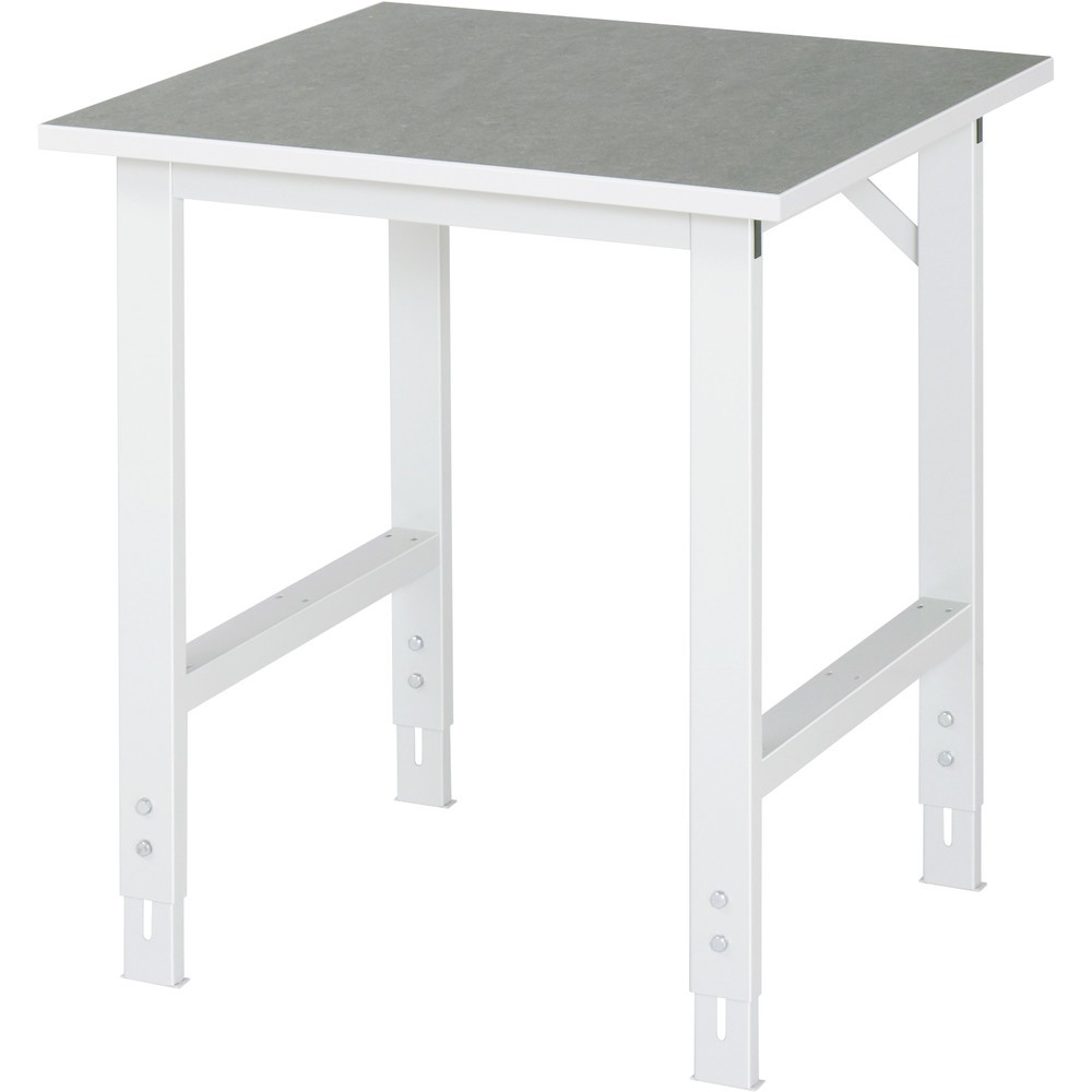 RAU höhenverstellbarer Werktisch Serie TOM, HxBxT 760-1.080 x 750 x 800 mm, Arbeitsplatte Linoleum-/Universal-Belag