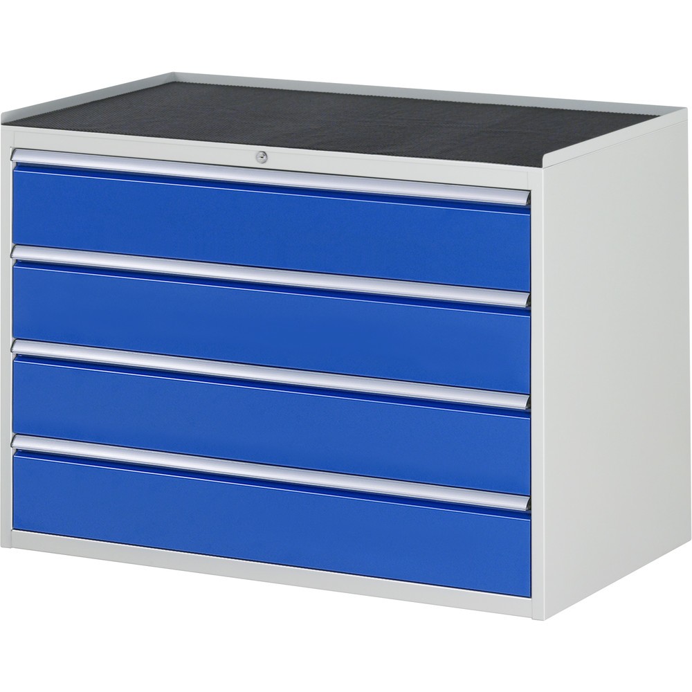 RAU Schubladenschrank Serie 7000, HxBxT 825 x 1.145 x 650 mm, 4 x 100%-Auszug-Schubladen 4 x 180 mm, Arbeitsplatte Metall