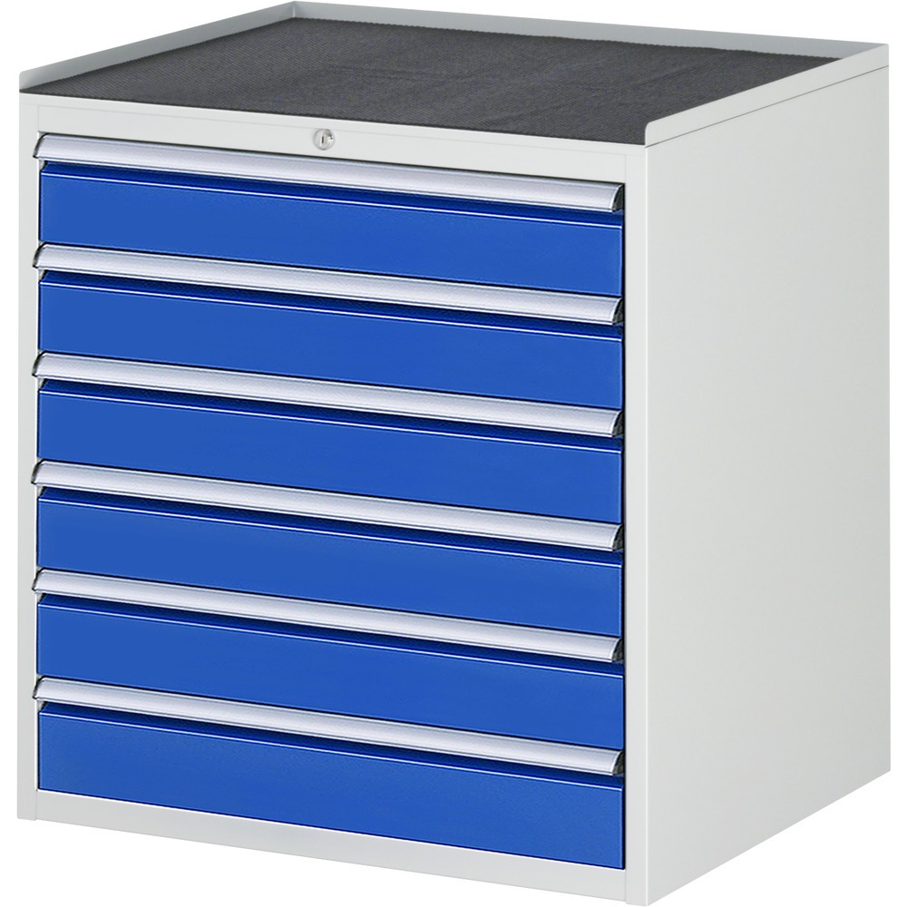 RAU Schubladenschrank Serie 7000, HxBxT 825 x 770 x 650 mm, 6 x 100%-Auszug-Schubladen 6 x 120 mm, Arbeitsplatte Metall