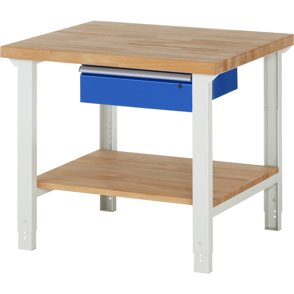 RAU Werkbank Serie 7000, HxBxT 790-1.140 x 1.000 x 900 mm, 1 Ablageboden, 1 Schublade, ErgoScript