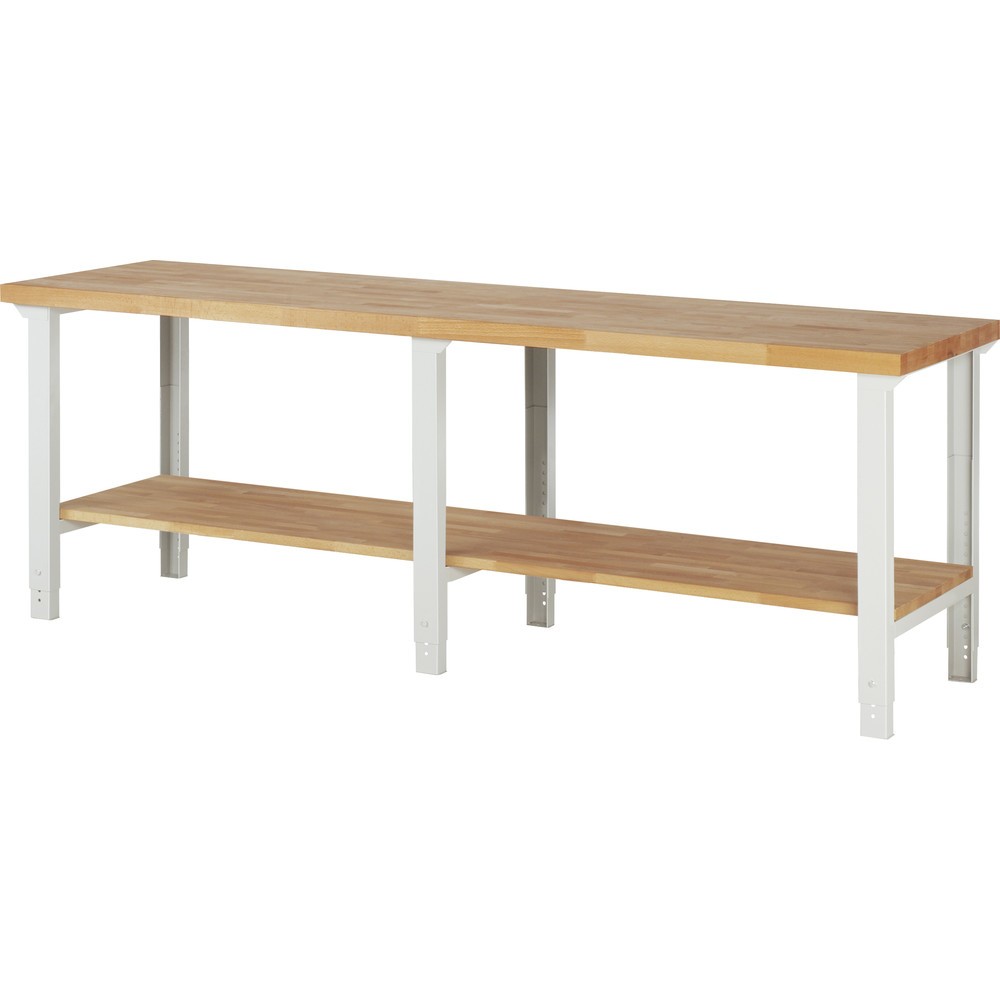RAU Werkbank Serie 7000, HxBxT 790-1.140 x 2.500 x 700 mm, Ablageboden unten
