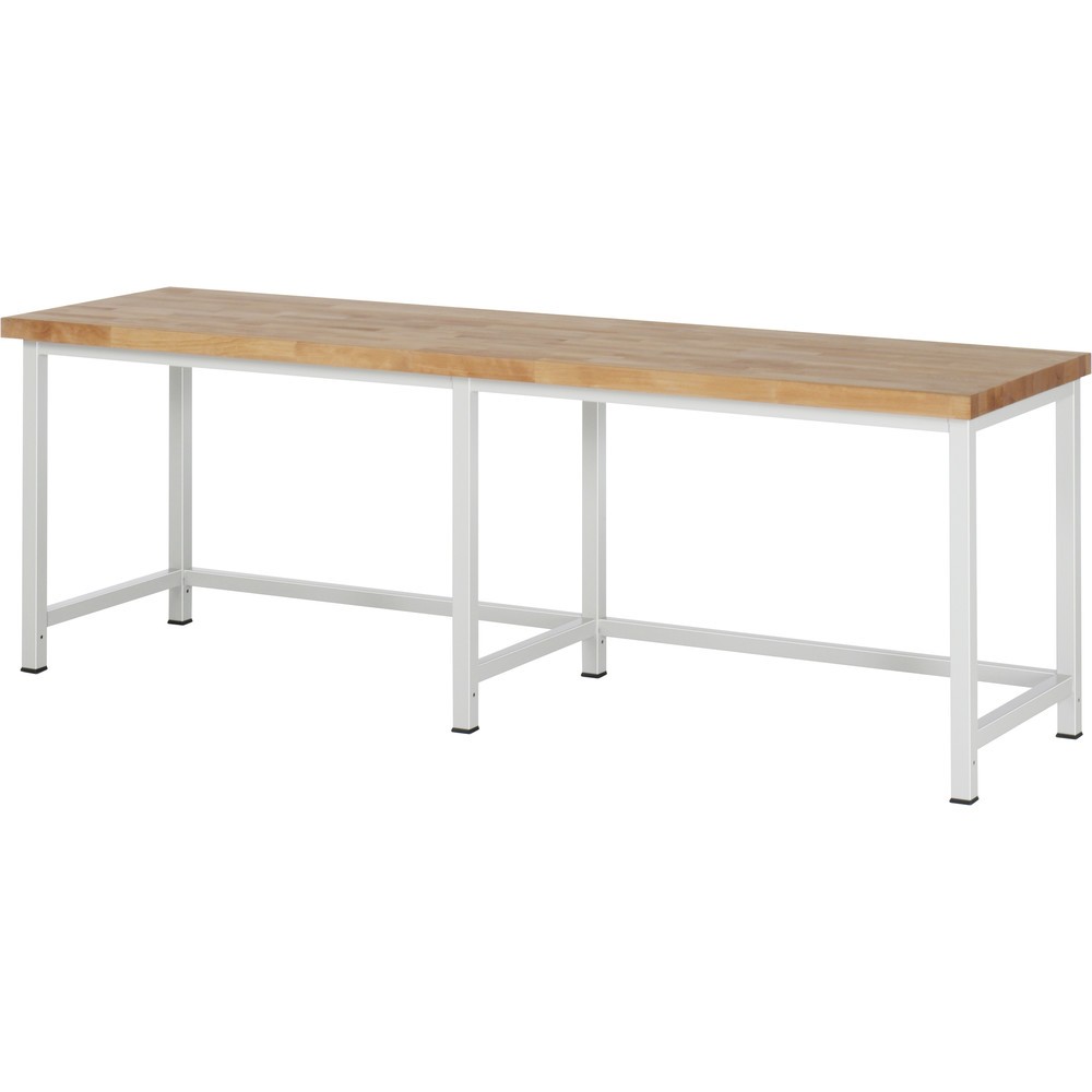 RAU Werkbank Serie 8000, Arbeitsplatte Buche massiv, Stärke 40 mm, HxBxT 840 x 2.500 x 700 mm