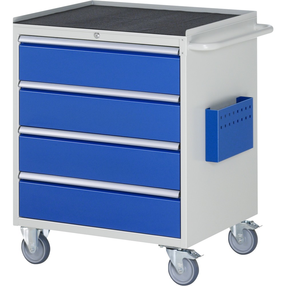 RAU Werkstattwagen Serie 7000, HxBxT 975 x 770 x 650 mm, 4 x 90%-Auszug-Schubladen 4 x 180 mm, Arbeitsplatte Metall