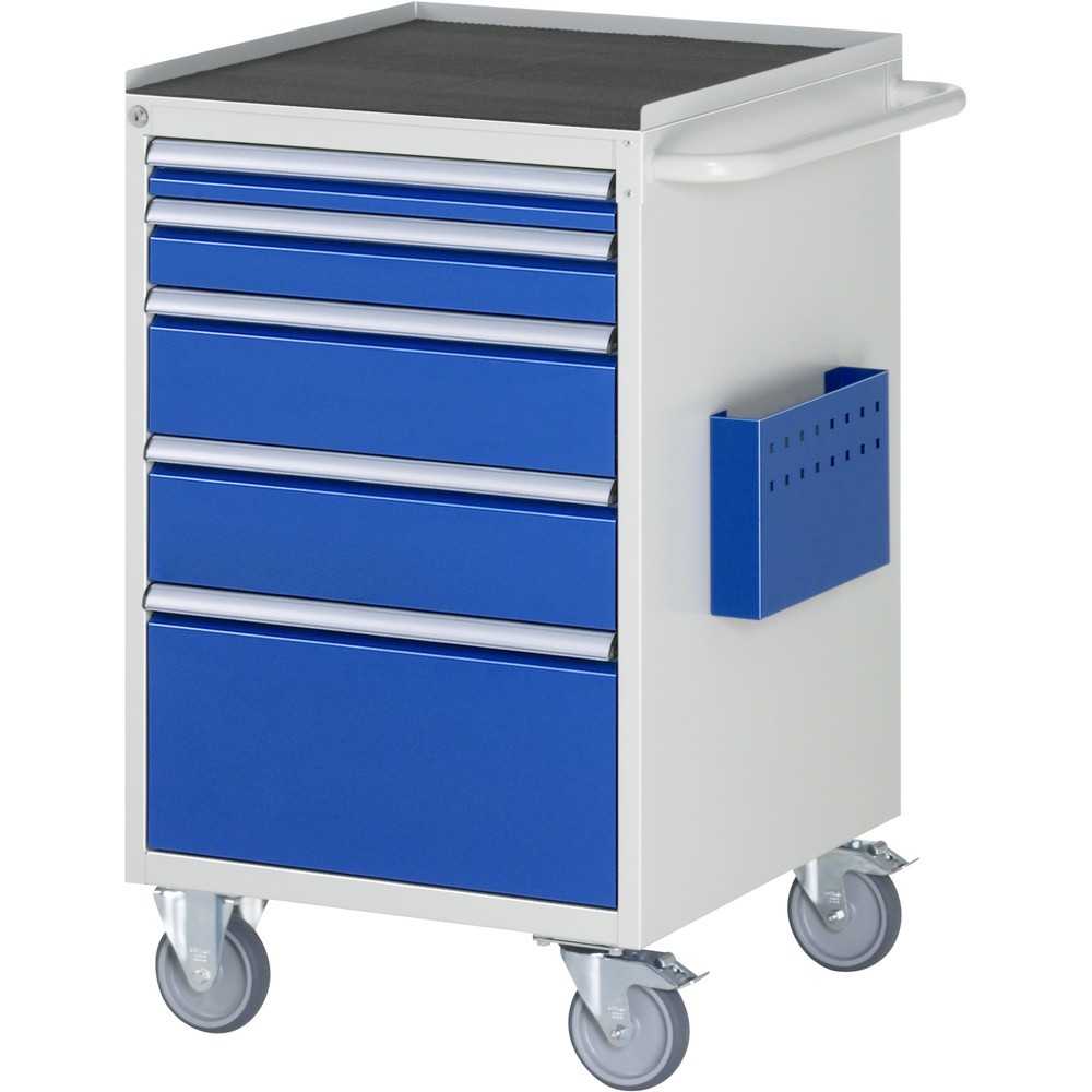 RAU Werkstattwagen Serie 7000, HxBxT 975 x 580 x 650 mm, 5 x 90%-Auszug-Schubladen 1 x 60, 1 x 90, 2 x 150, 1 x 270 mm, Arbeitsplatte Metall