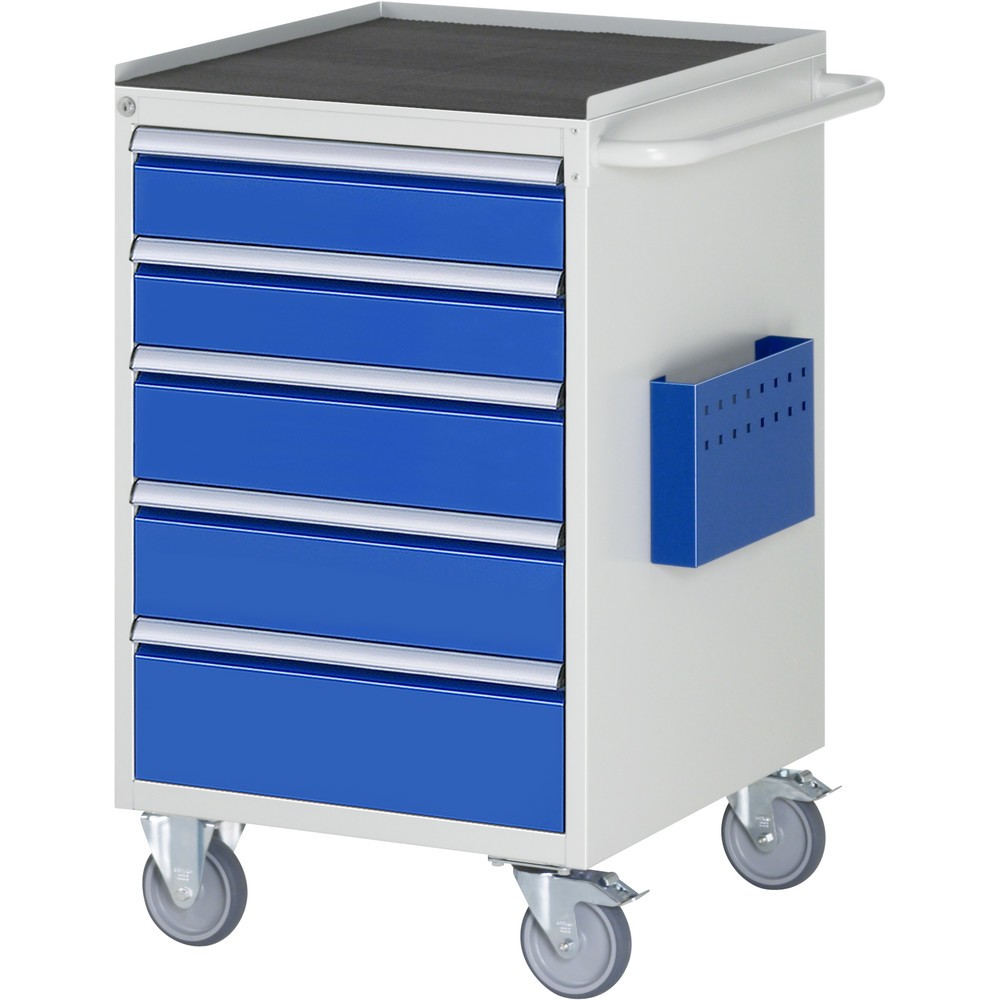 RAU Werkstattwagen Serie 7000, HxBxT 975 x 580 x 650 mm, 5 x 100%-Auszug-Schubladen 2 x 120, 2 x 150, 1 x 180 mm, Arbeitsplatte Metall