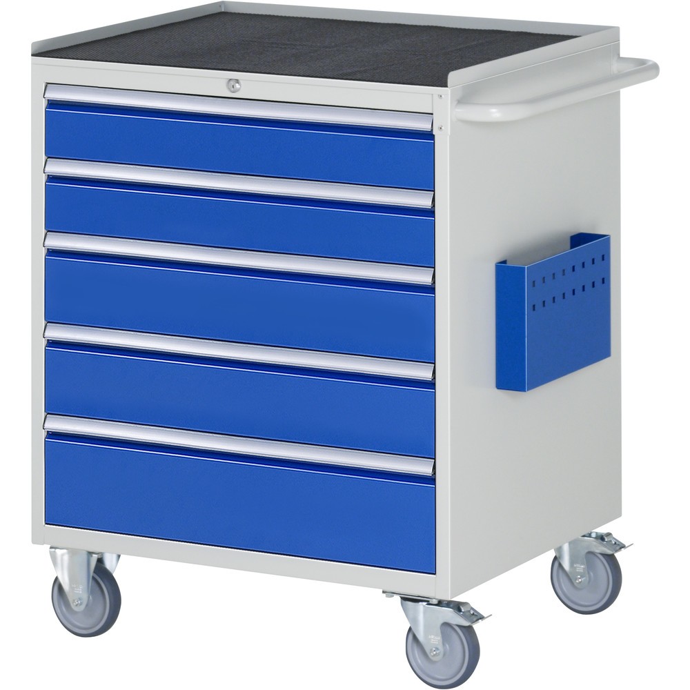 RAU Werkstattwagen Serie 7000, HxBxT 975 x 770 x 650 mm, 5 x 100%-Auszug-Schubladen 2 x 120, 2 x 150, 1 x 180 mm, Arbeitsplatte Metall