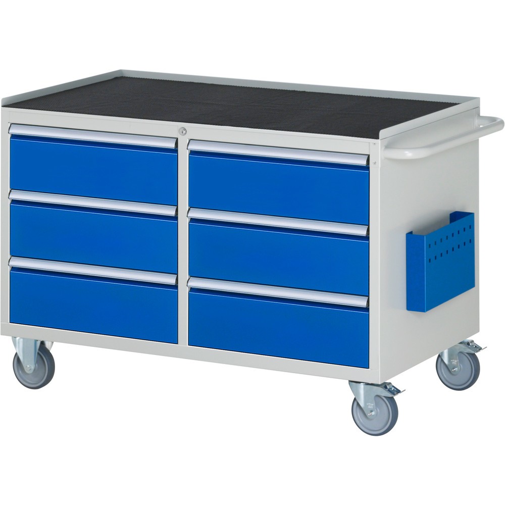 RAU Werkstattwagen Serie 7000, HxBxT 795 x 1.145 x 650 mm, 6 x 100%-Auszug-Schubladen, Arbeitsplatte Metall
