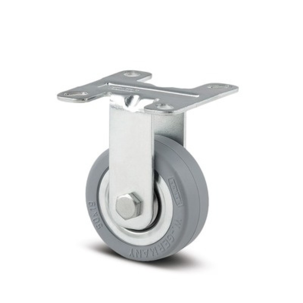 TENTE® Bockrolle Vollgummi, spurlos, Radachse verschraubt, Ø x Breite 50 x 50 mm, TK 40 kg