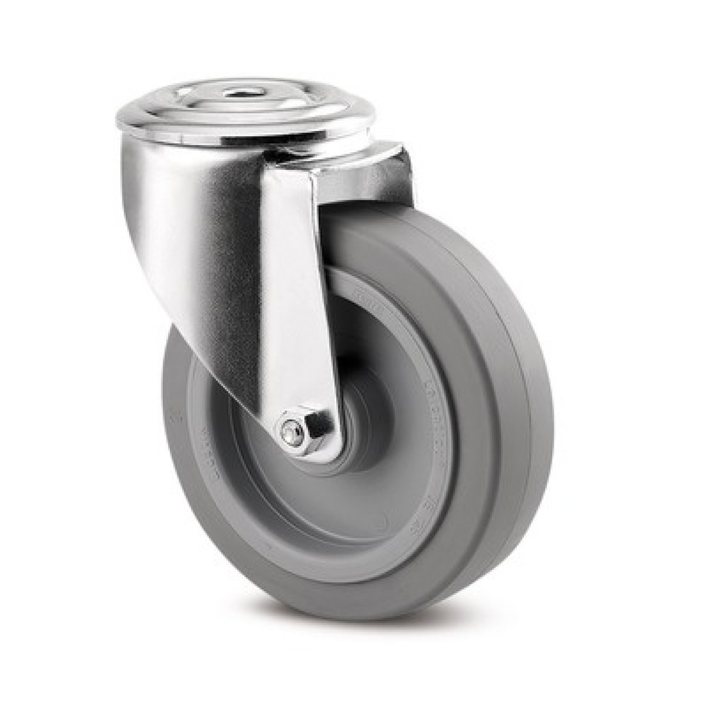 TENTE® Lenkrolle Elastik-Gummi, Rollenlager, spurlos, Anschraubloch, Ø x Breite 100 x 50 mm, TK 160 kg