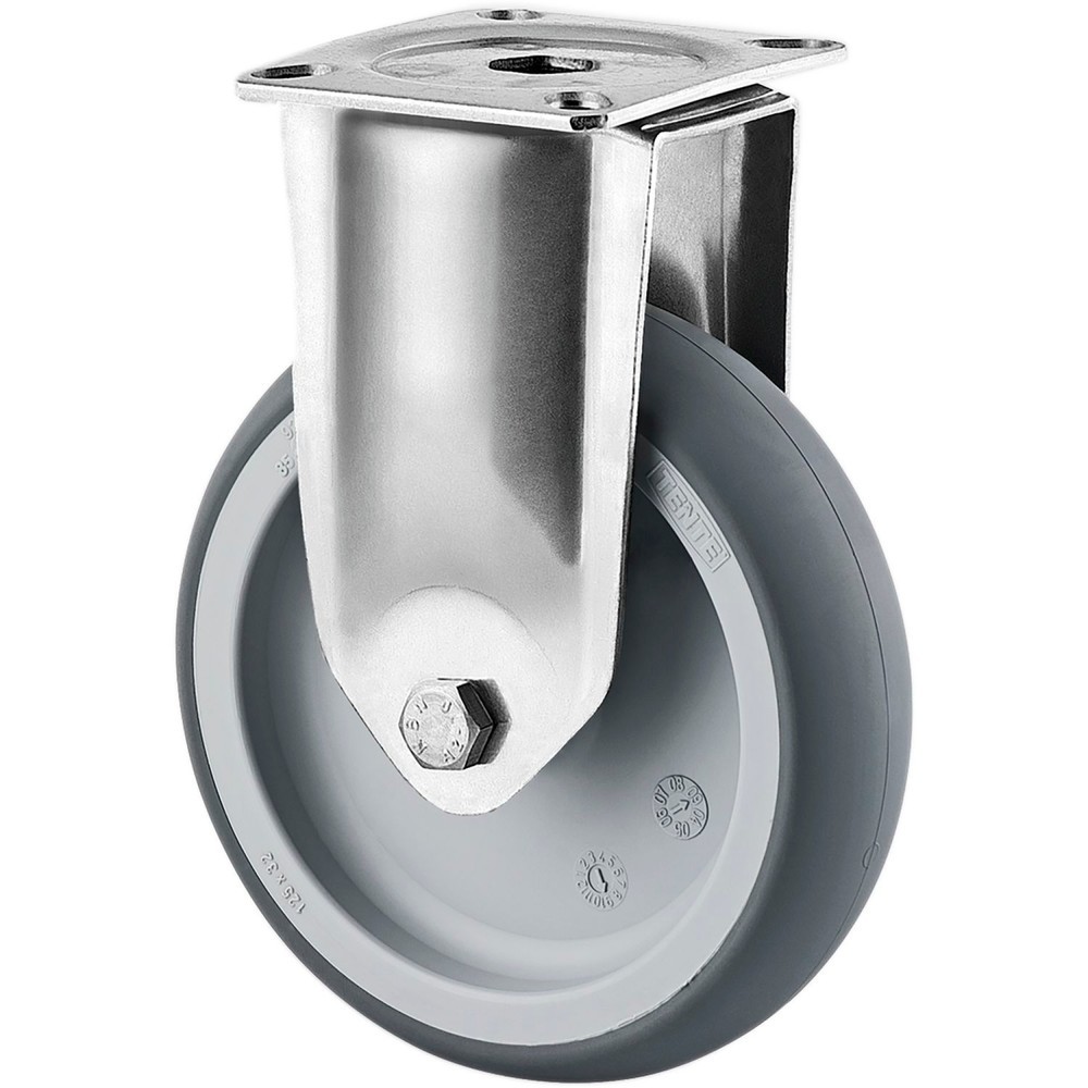 TENTE® Bockrolle TPE, Gleitlager, spurlos, rostfrei, Ø x Breite 125 x 50 mm, TK 100 kg