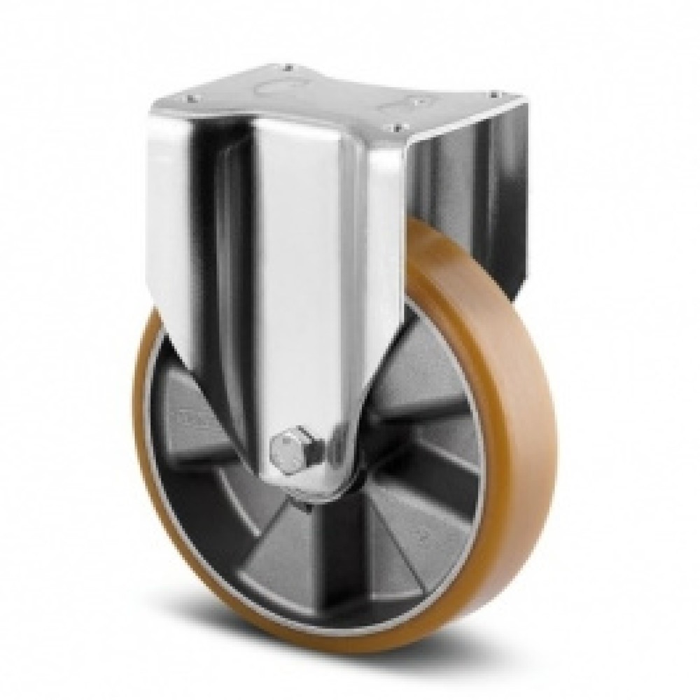 TENTE® Bockrolle PU, Präzisionskugellager, flach, Ø x Breite 125 x 50 mm, TK 500 kg
