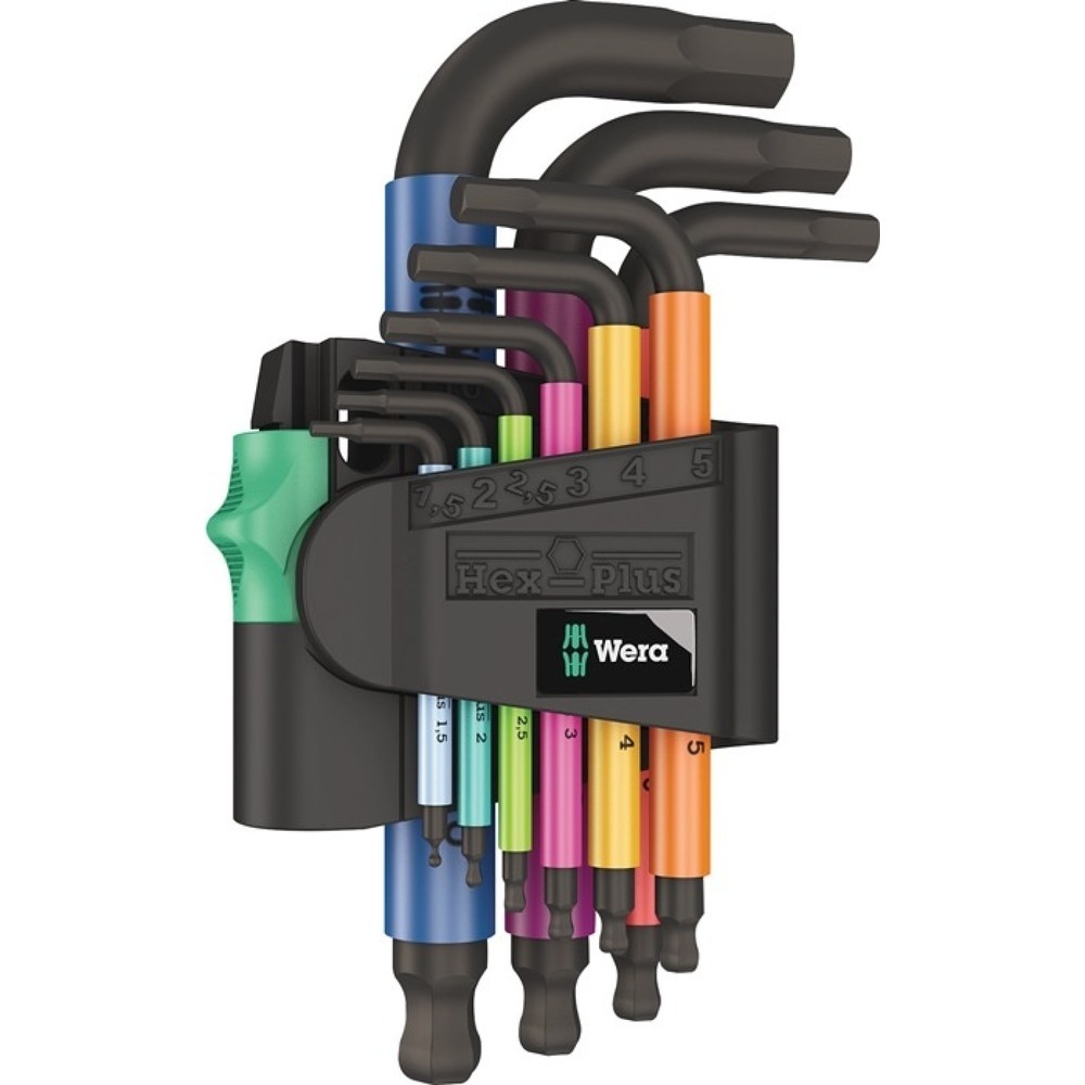 WERA Winkelschraubendrehersatz 950/9 9-tlg.Ku.-Halter SW 1,5-10mm kurz, Kugelk