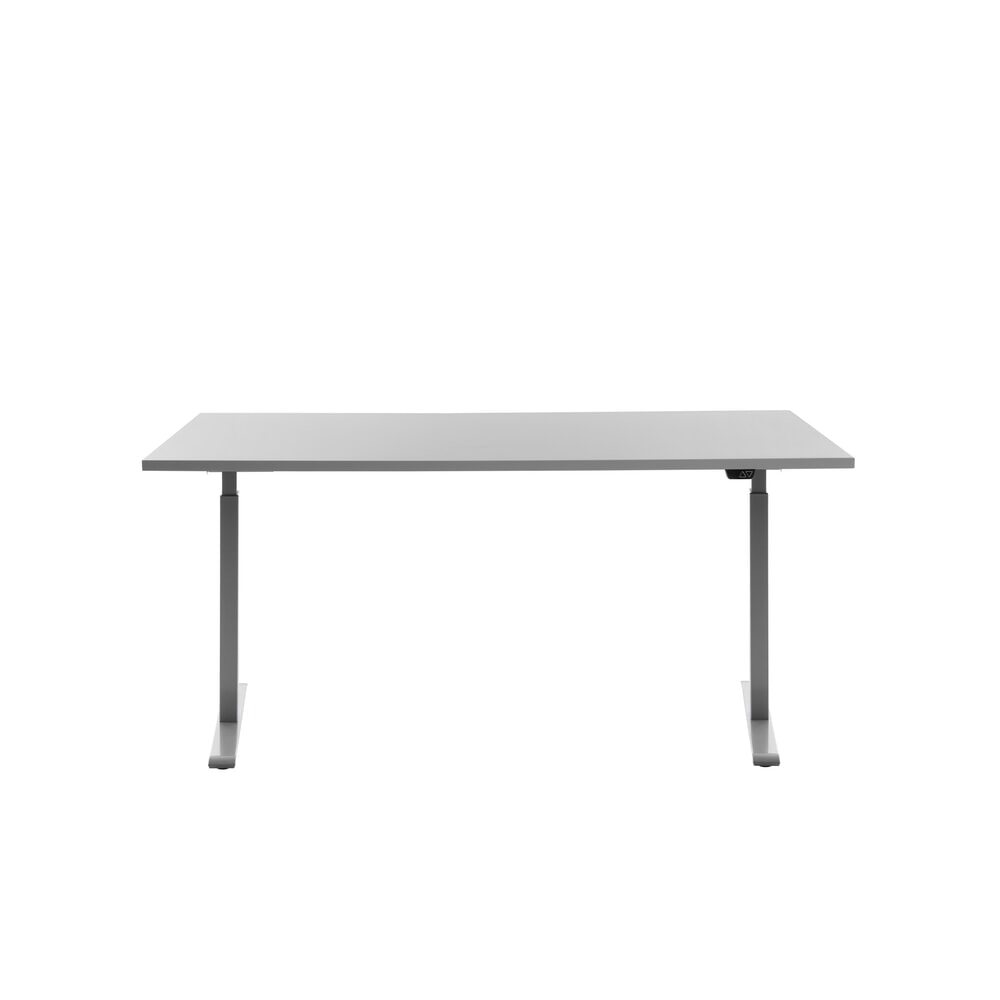 Topstar® Elektrisch höhenverstellbarer Schreibtisch E-Table, T-Fuß, BxT 1.600 x 800 mm, grau/lichtgrau