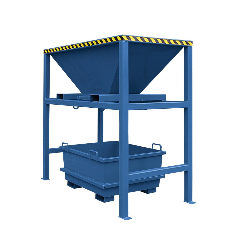 Eichinger® Übergabe-Silo mit Einfahrtaschen, Standgestell, RAL 5010 enzianblau