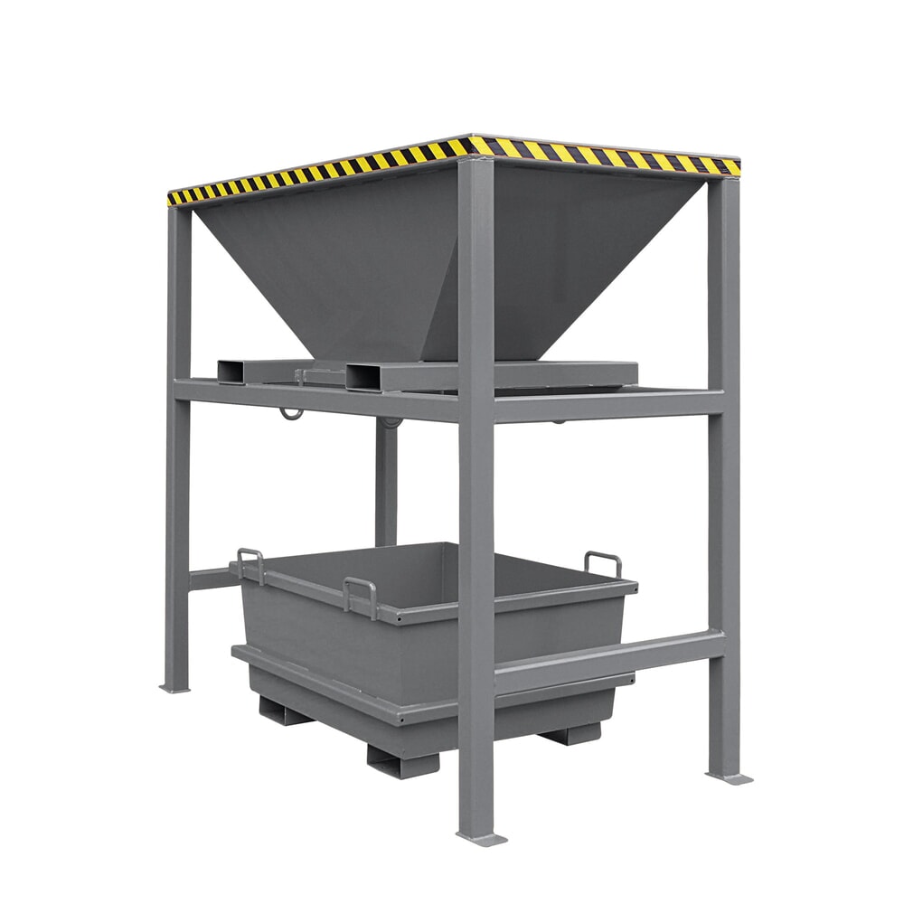 Eichinger® Übergabe-Silo mit Einfahrtaschen, Standgestell, RAL 7016 anthrazitgrau