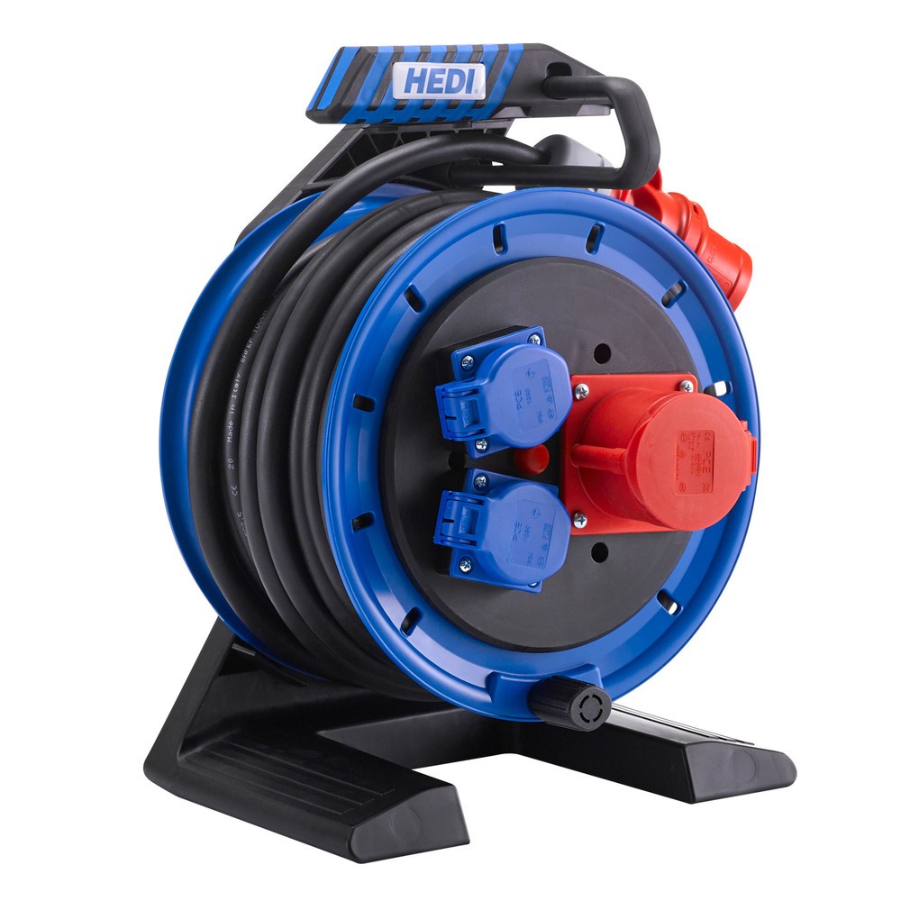 HEDI Kabeltrommel Generation 7 Companion, H07RN-F 5G2,5, IP54, 20 m, 1x CEE- u. 2x Schuko-Steckdose