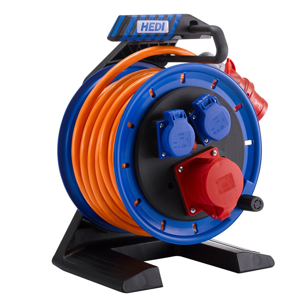 HEDI Kabeltrommel Generation 7 Companion, H07BQ-F 5G2,5, IP54, 20 m, 1x CEE- u. 2x Schuko-Steckdose
