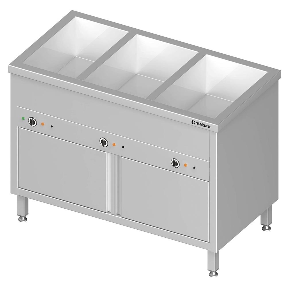Stalgast Bain-Marie Standgerät mit geschlossenem Unterbau und separaten Becken, für 2x GN1/760x600x850 mm