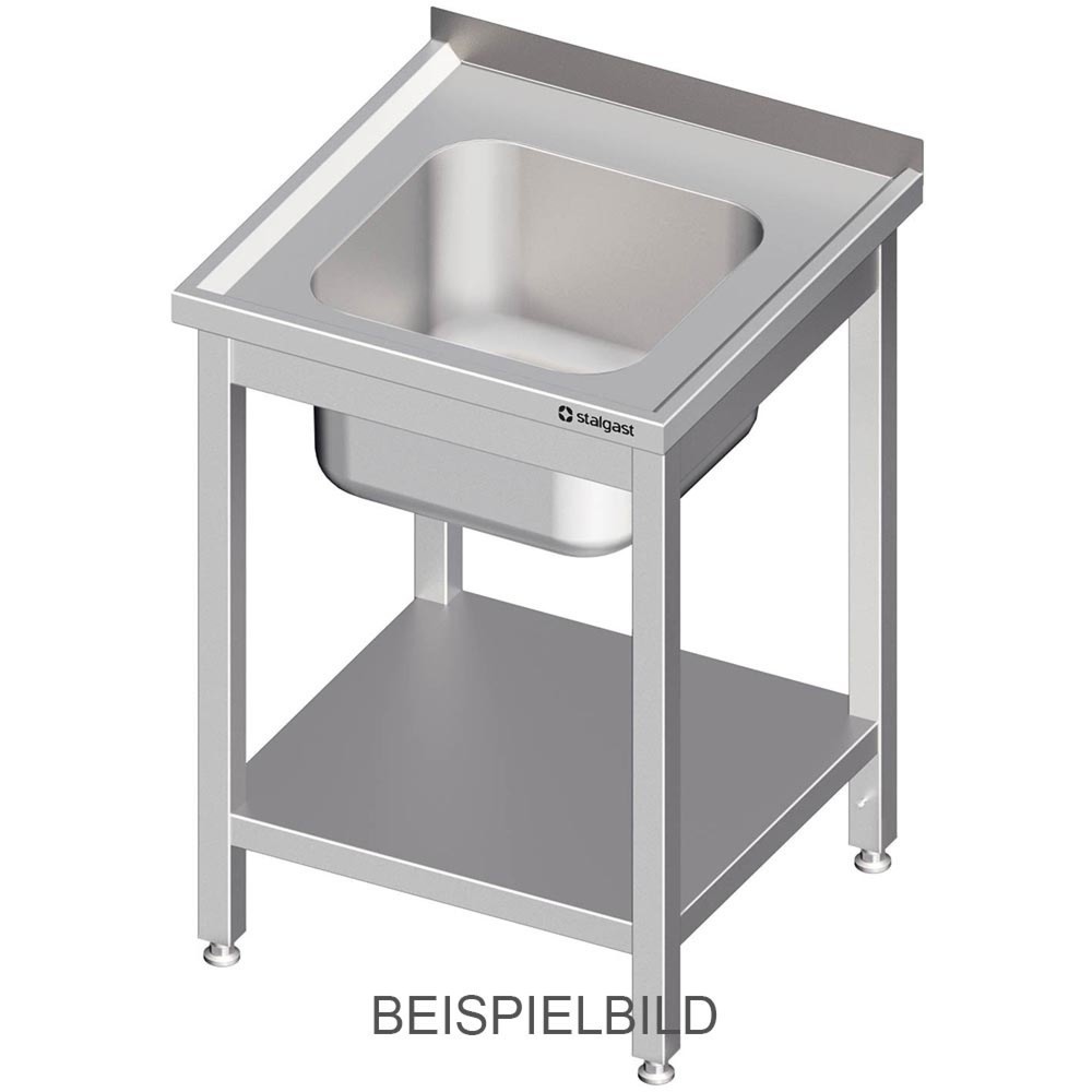 Stalgast Spültisch mit Grundboden 700x700x850 mm, mit einem Becken mit Aufkantung, verschweisst