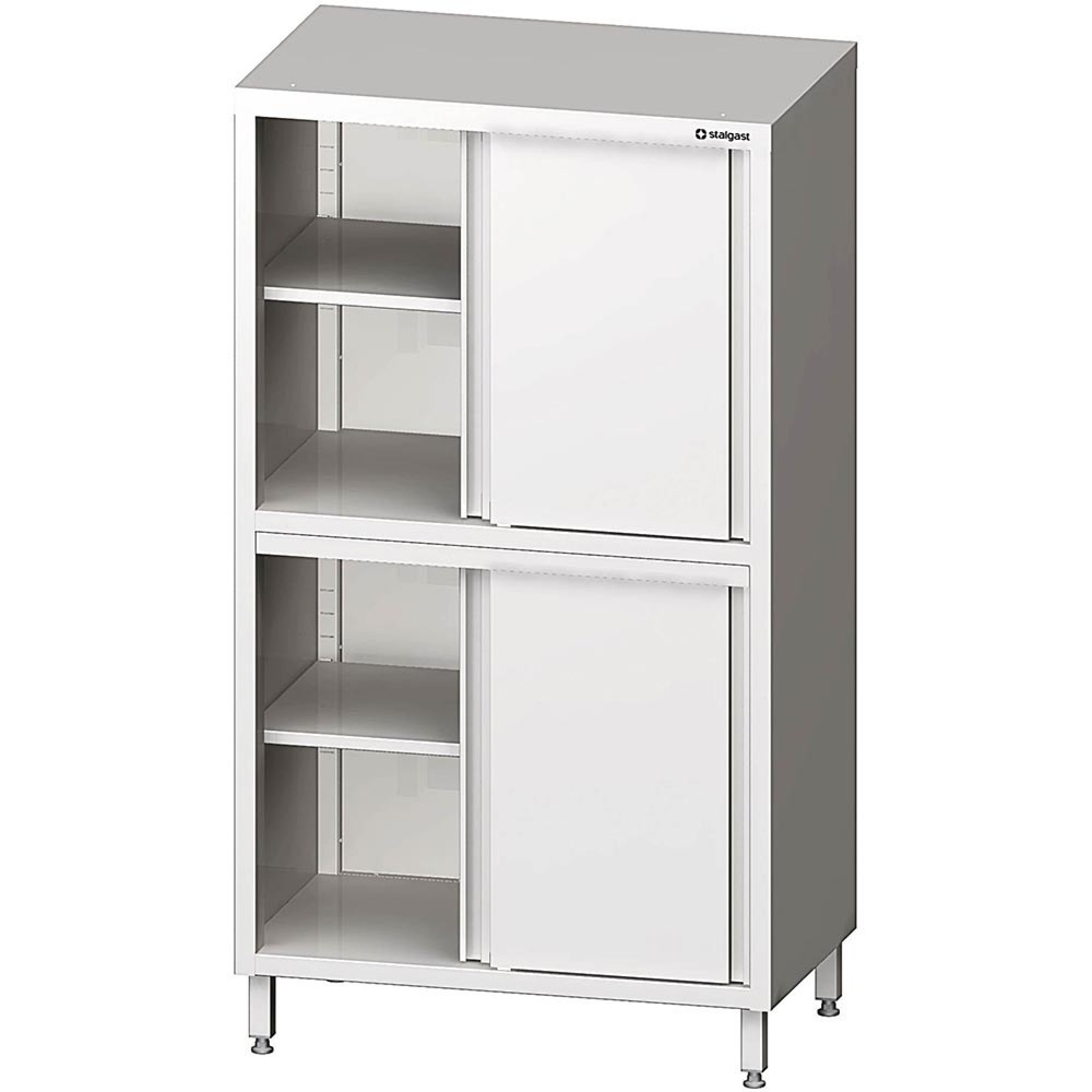 Stalgast Hochschrank mit Schiebetüren, 800x700x1800 mm, mit zwei Schrankräumen, verschweisst