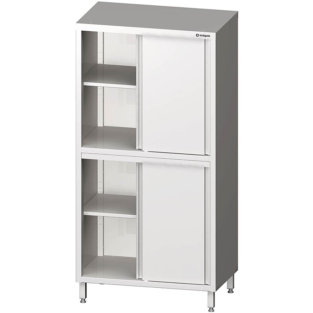 Stalgast Hochschrank mit Schiebetüren, 800x600x2000 mm, mit zwei Schrankräumen, verschweisst