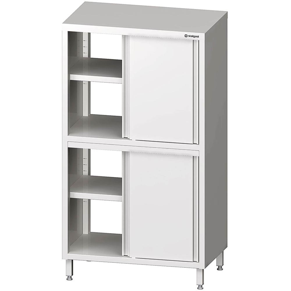 Stalgast Durchreiche-Hochschrank mit Schiebetüren, 1100x600x1800 mm, mit zwei Schrankräumen, verschweisst