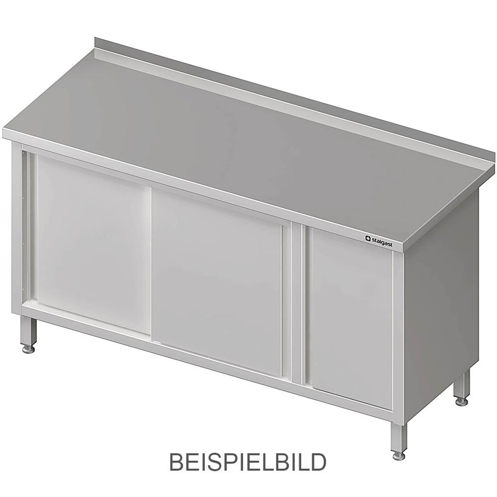 Stalgast Arbeitsschrank mit Schiebetüren, 1200x700x850 mm, mit Flügeltürschrank links, mit Aufkantung, verschweisst