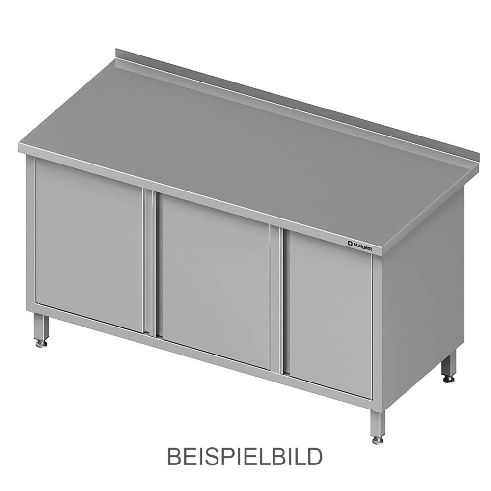 Stalgast Arbeitsschrank mit Flügeltüren, 1500x600x850 mm, mit Flügeltürschrank links, mit Aufkantung, verschweisst
