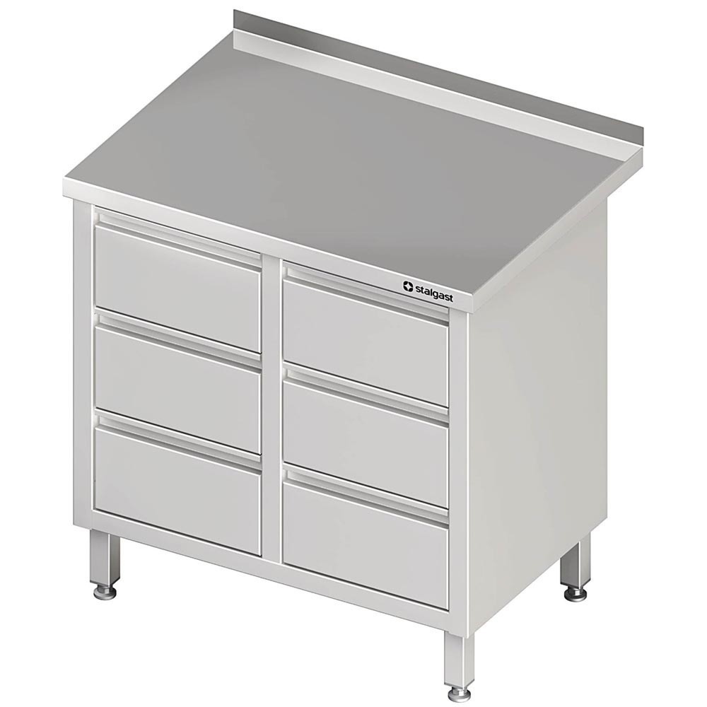 Stalgast Schubladenschrank mit 2x3 Schubladen, 840x700x850 mm, mit Aufkantung, verschweisst