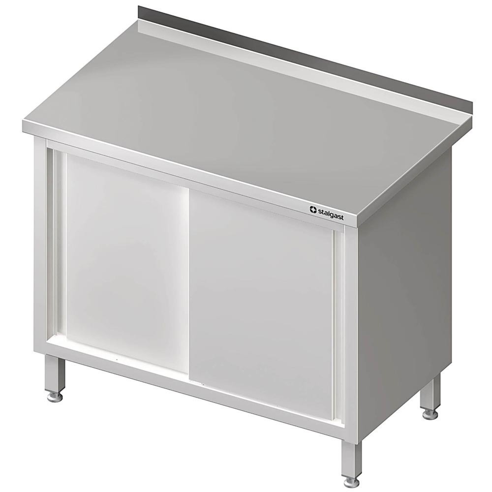 Stalgast Arbeitsschrank mit Schiebetüren, 1800x700x850 mm, mit Aufkantung, verschweisst