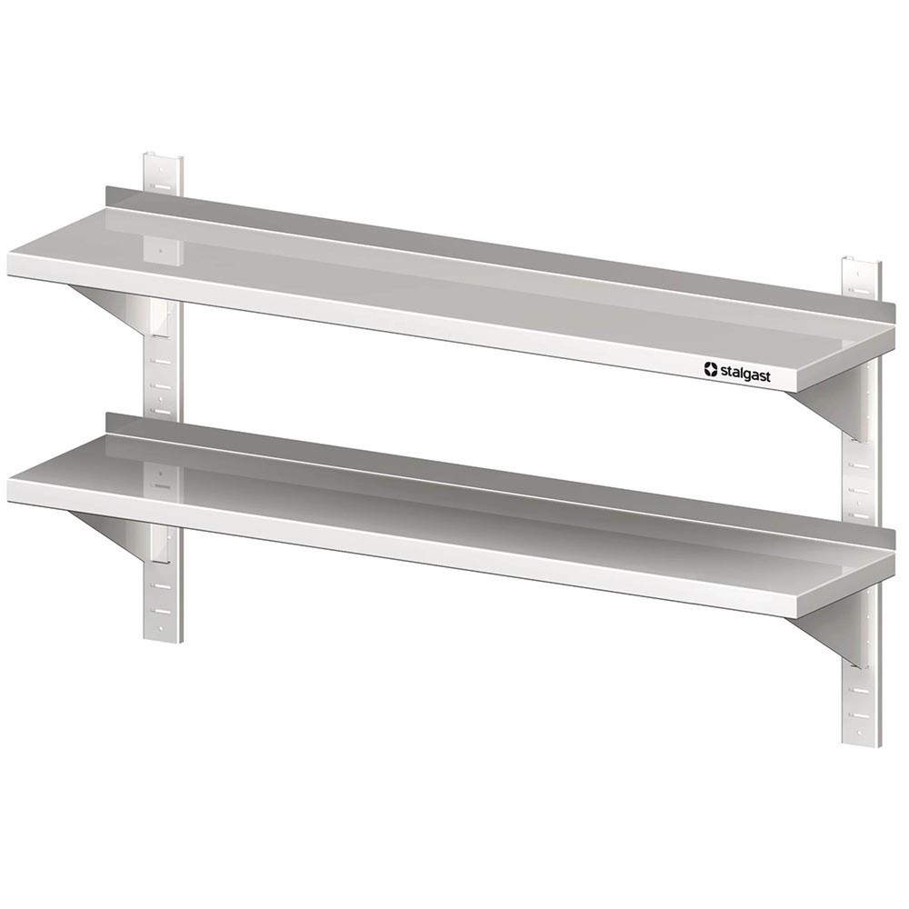 Stalgast Doppel-Wandbord mit Konsolen, und Wandschienen, 700x400x660 mm, höhenverstellbar, verschweisst