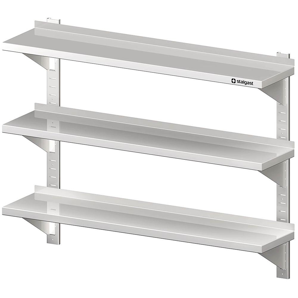 Stalgast Dreifach-Wandbord mit Konsolen, und Wandschienen, 1000x400x930 mm, höhenverstellbar, verschweisst