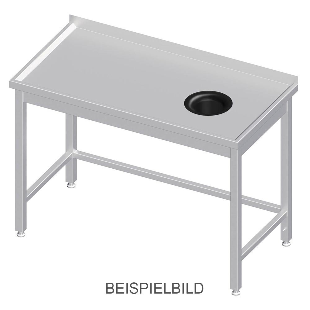 Stalgast Arbeitstisch ohne Grundboden, 800x600x850 mm, mit Abfallloch rechts, ohne Aufkantung, verschweisst