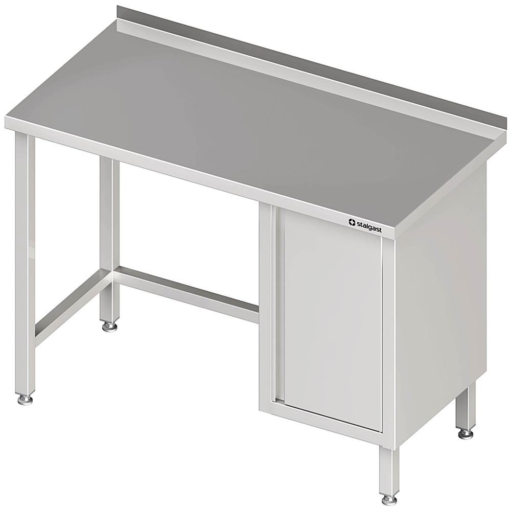 Stalgast Arbeitstisch ohne Grundboden, 2000x600x850 mm, mit Flügeltürschrank rechts, mit Aufkantung, verschweisst